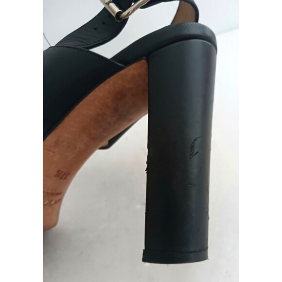 Manolo Blahnik Khan Blk Calfskin Leather Slingback Heeled Sandal EU 37.5 US 7.5 - Picture 9 of 13